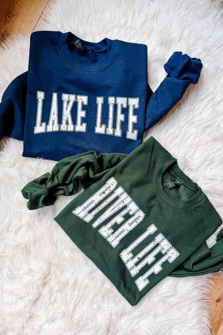 *DEAL* River & Lake Life Crewneck Sweatshirt - Green & Navy