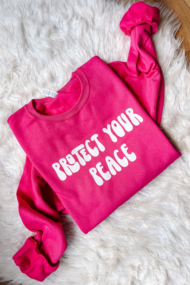 *DEAL* Protect Your Peace Crewneck Sweatshirt - Hot Pink