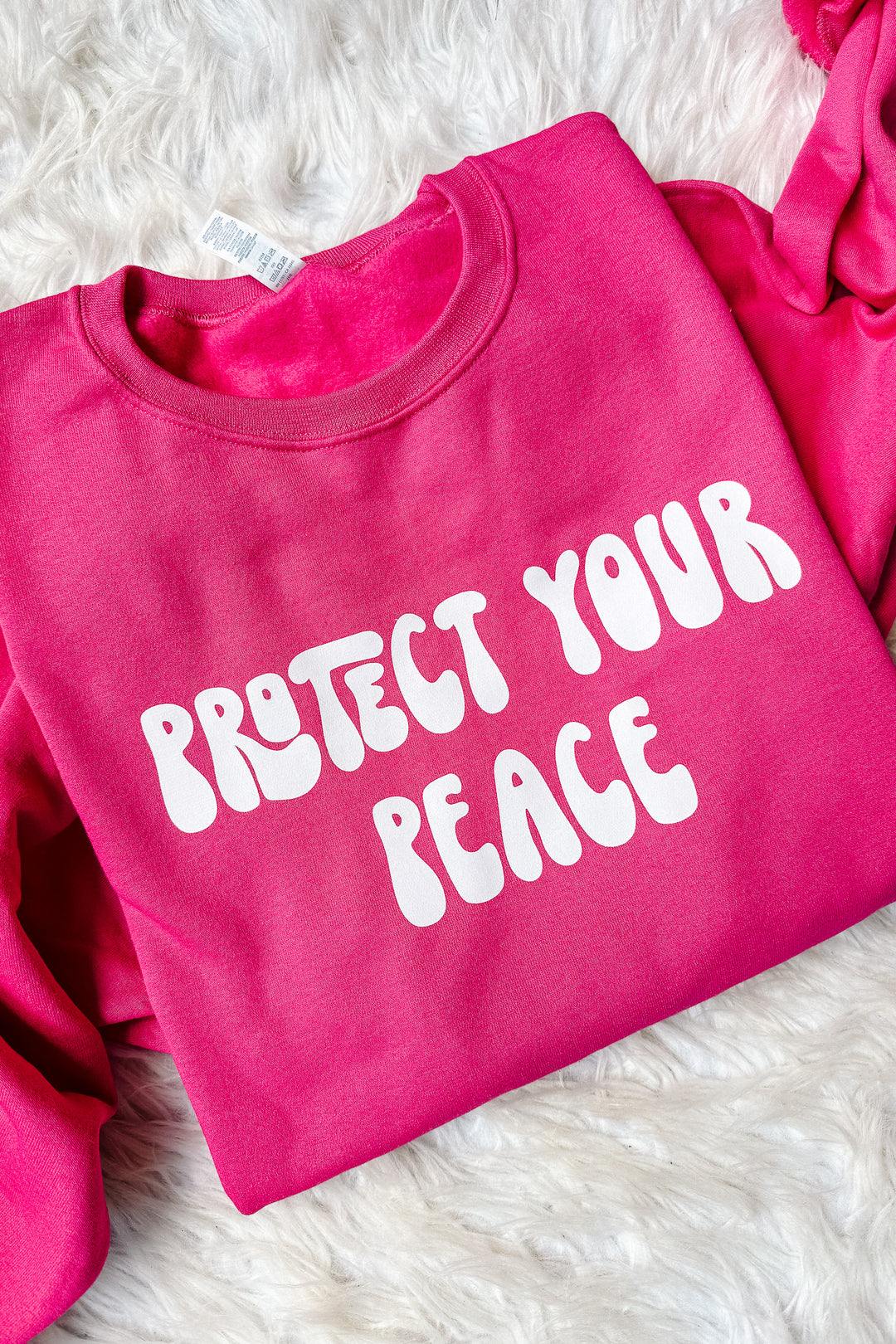 *DEAL* Protect Your Peace Crewneck Sweatshirt - Hot Pink