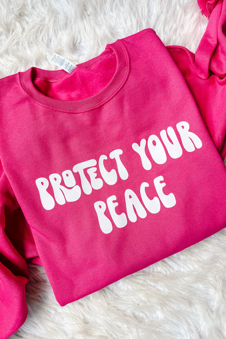 *DEAL* Protect Your Peace Crewneck Sweatshirt - Hot Pink