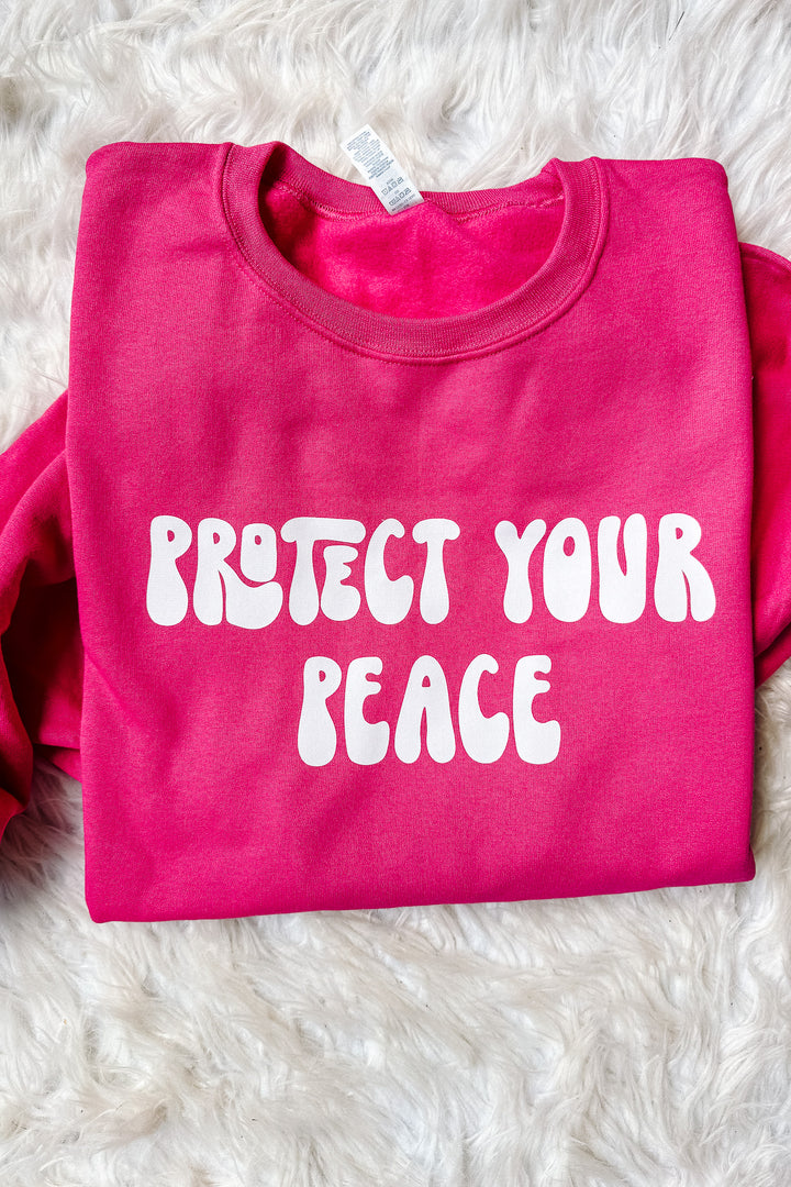 *DEAL* Protect Your Peace Crewneck Sweatshirt - Hot Pink
