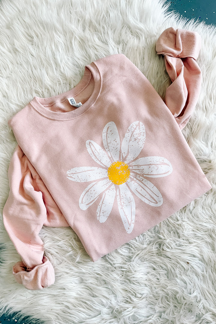 *DEAL* Happy Daisy Crewneck Sweatshirt - Blush