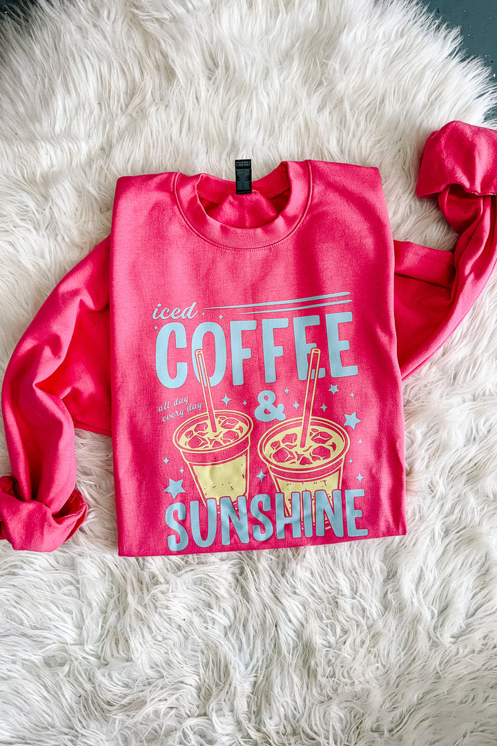 *DEAL* Iced Coffee & Sunshine Crewneck Sweatshirt - Pink