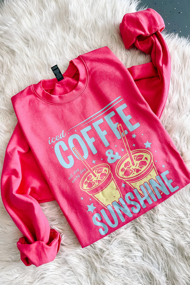 *DEAL* Iced Coffee & Sunshine Crewneck Sweatshirt - Pink