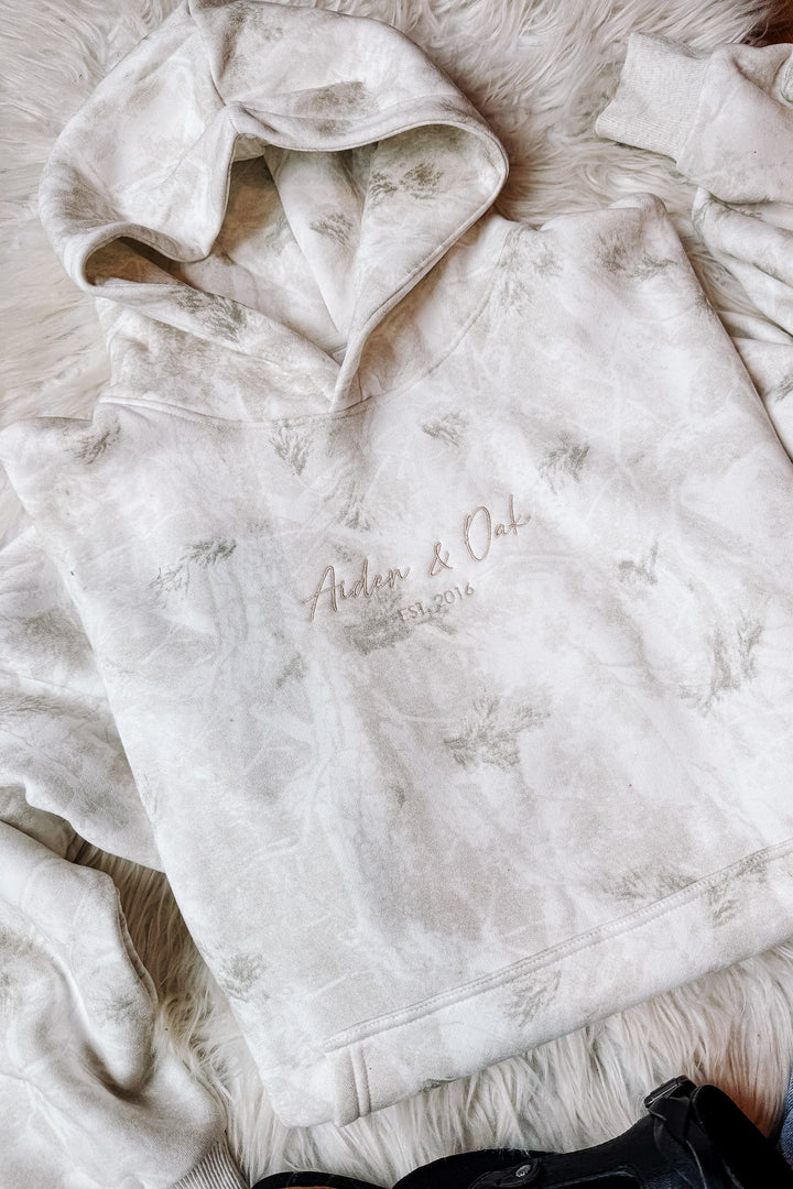 A&O Embroidered Camo Hoodie - White Birch