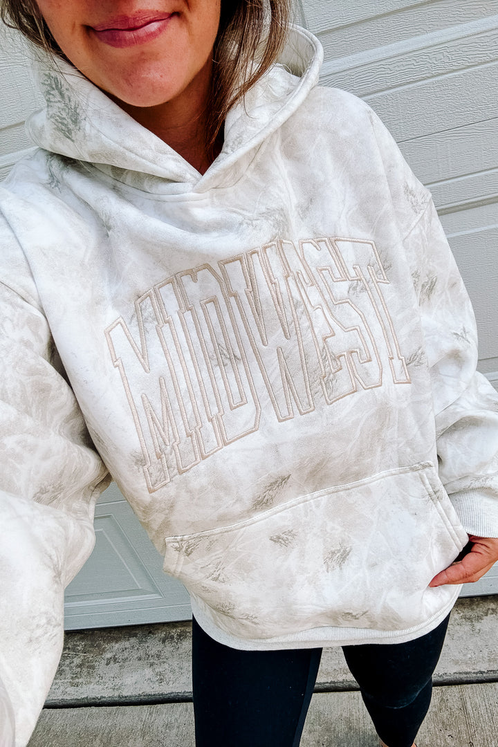 MIDWEST Embroidered Camo Hoodie - White Birch