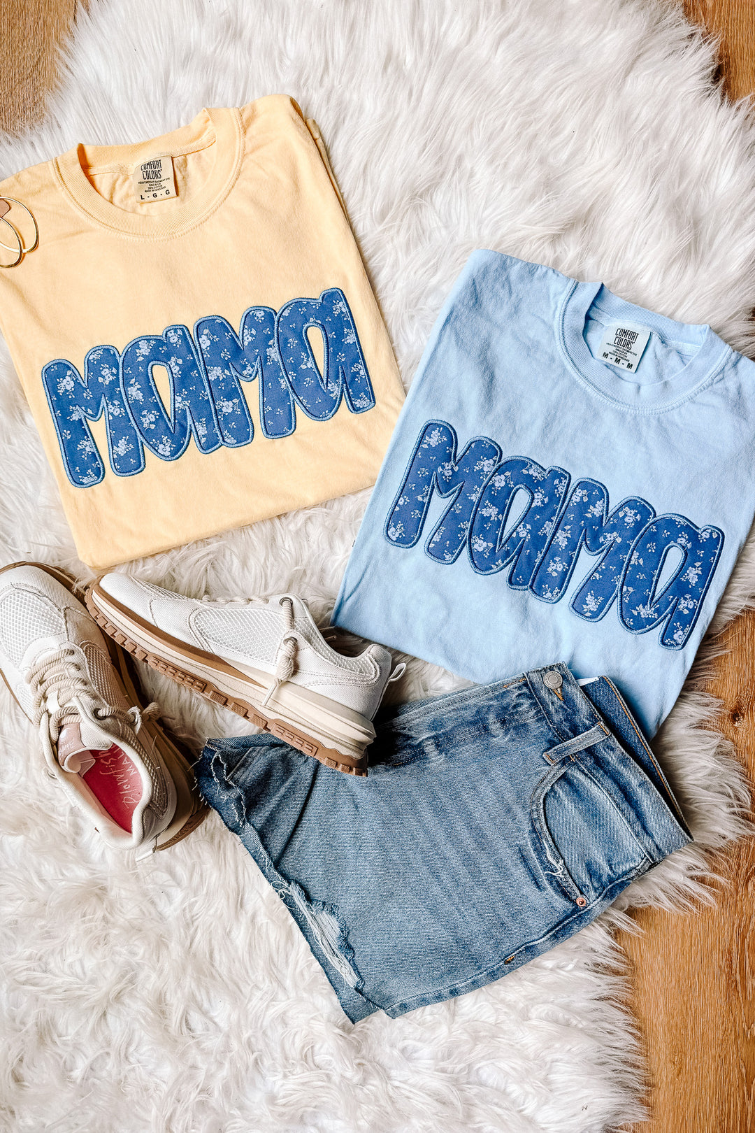 Mama Floral Appliqué Embroidered Graphic Tee - Multiple Colors