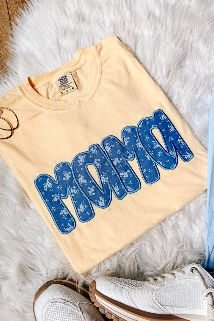 Mama Floral Appliqué Embroidered Graphic Tee - Multiple Colors