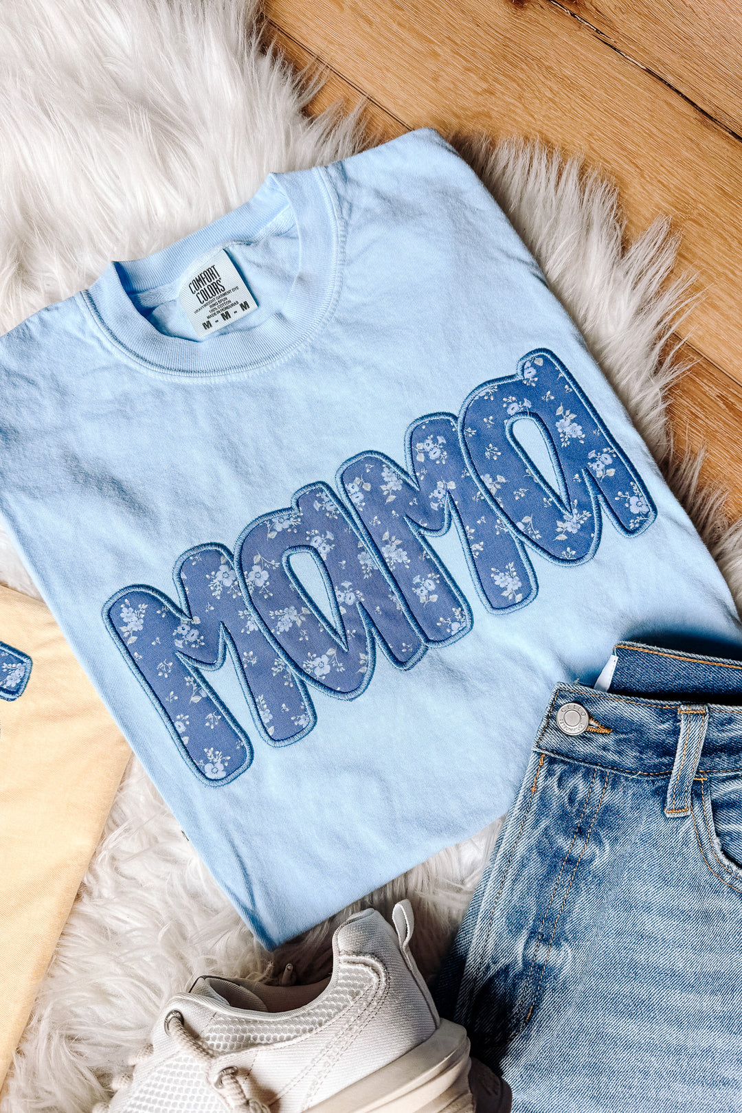 Mama Floral Appliqué Embroidered Graphic Tee - Multiple Colors
