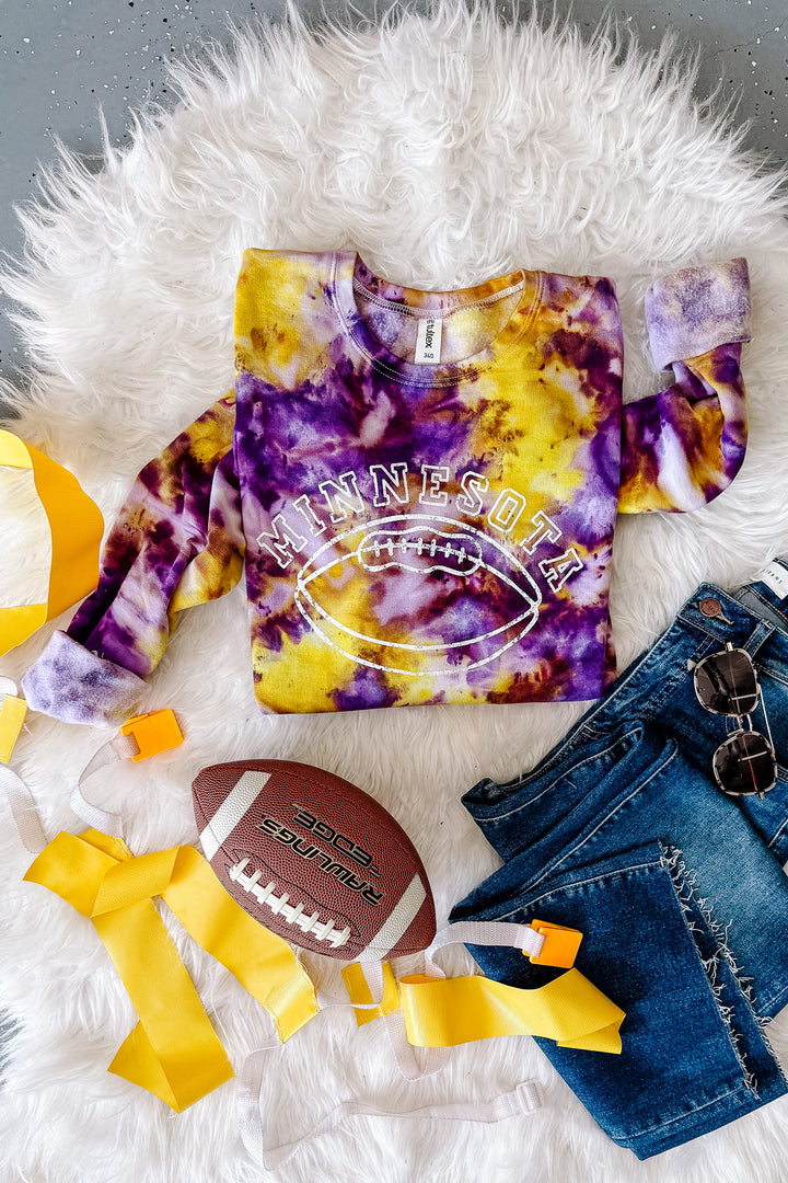 Minnesota Football Tie-Dye Crewneck Sweatshirt - Purple & Gold
