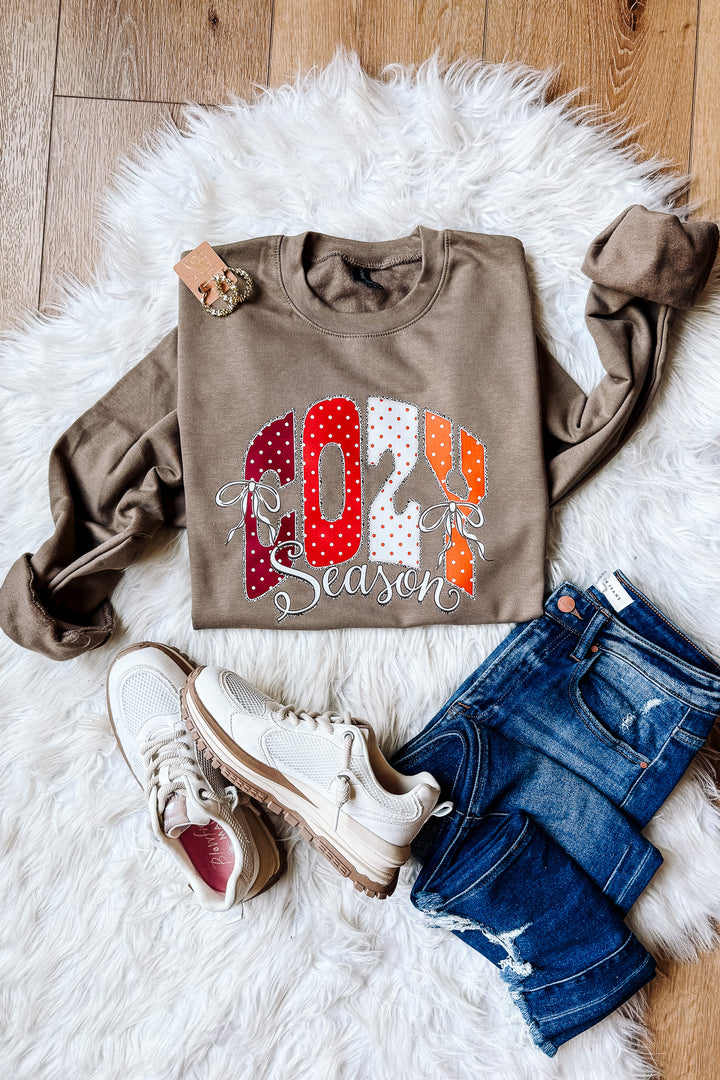 Polka Dot Cozy Season Crewneck Sweatshirt - Brown