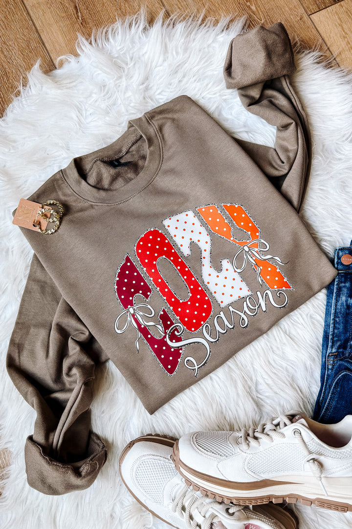 Polka Dot Cozy Season Crewneck Sweatshirt - Brown