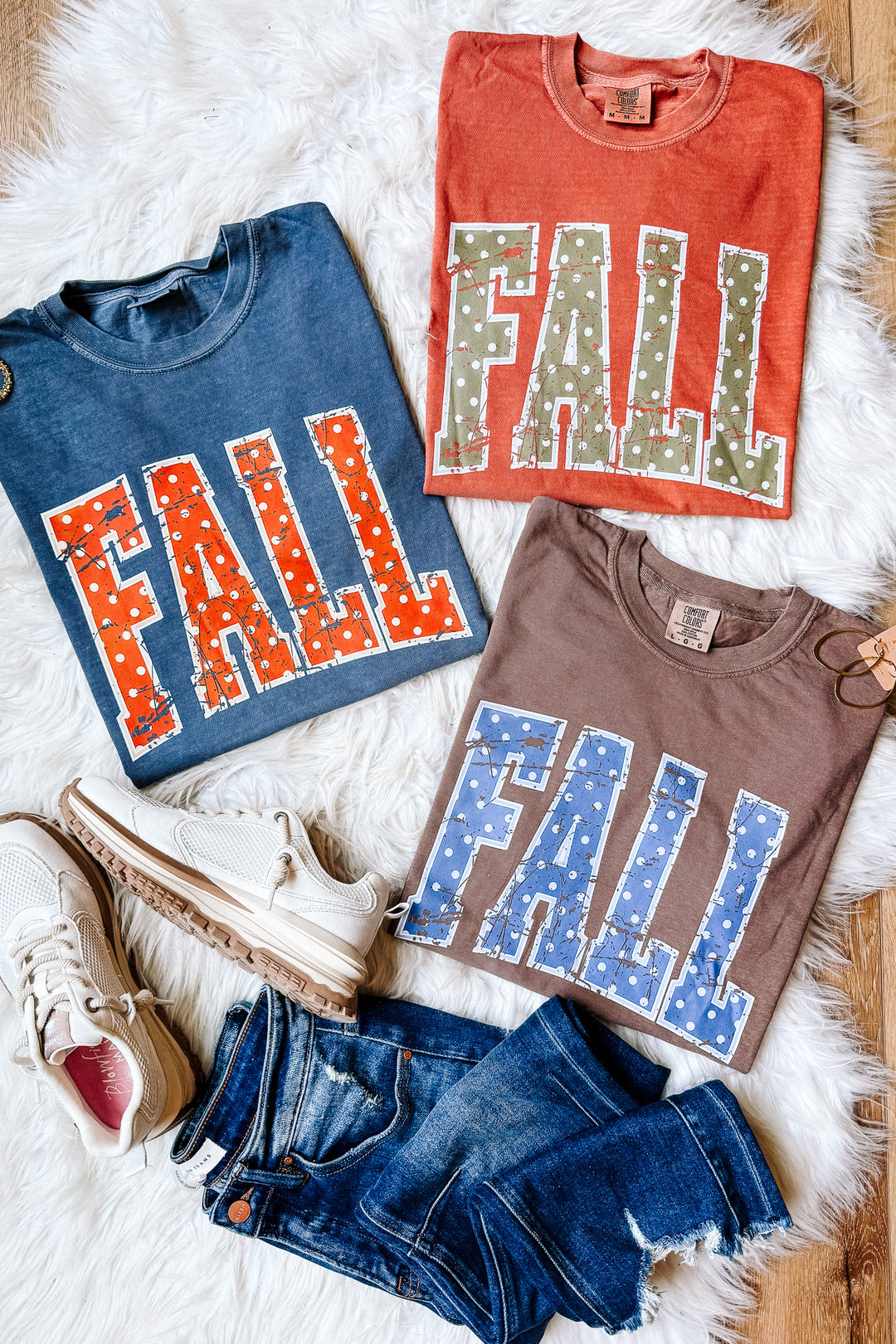 Polka Dot Fall Graphic Tee - Multiple Colors