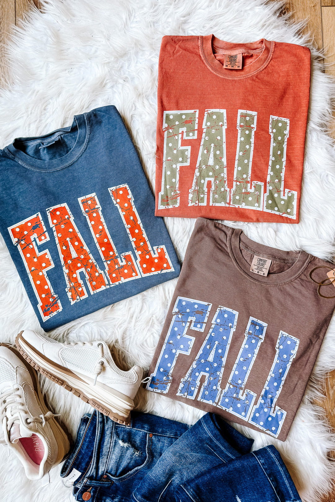 Polka Dot Fall Graphic Tee - Multiple Colors
