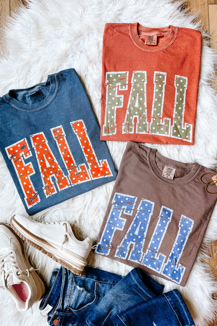 Polka Dot Fall Graphic Tee - Multiple Colors