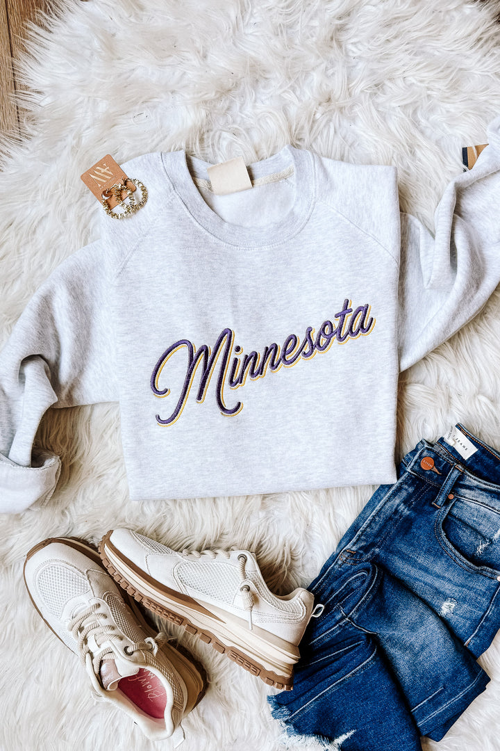 Minnesota Double Lined Font Crewneck Sweatshirt
