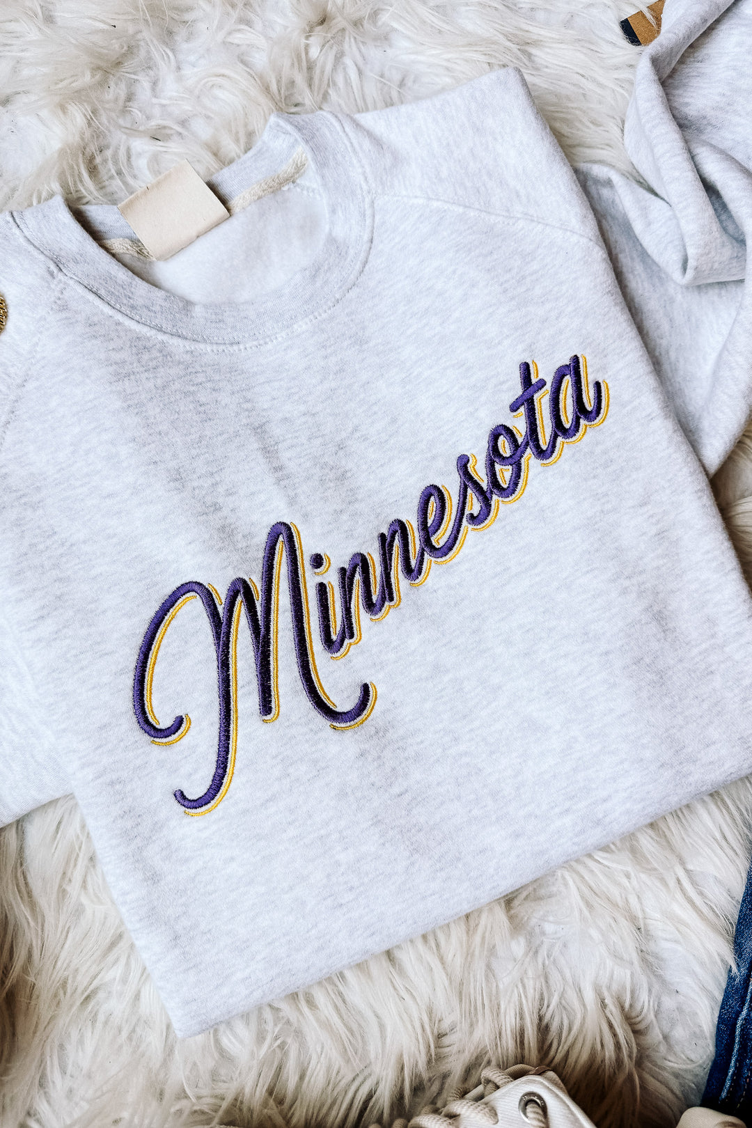 Minnesota Double Lined Font Crewneck Sweatshirt