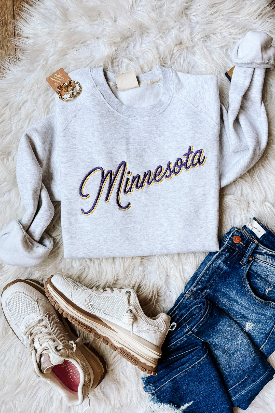 Minnesota Double Lined Font Crewneck Sweatshirt