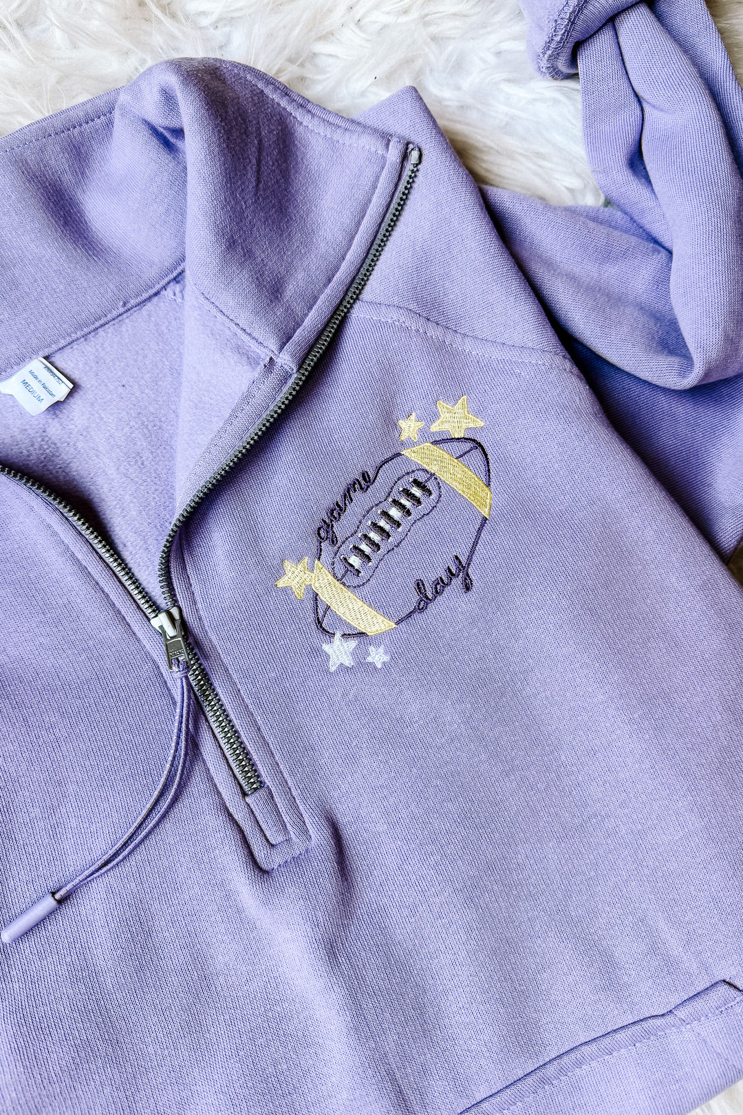 Football Game Day Embroidered Half Zip - Orchid