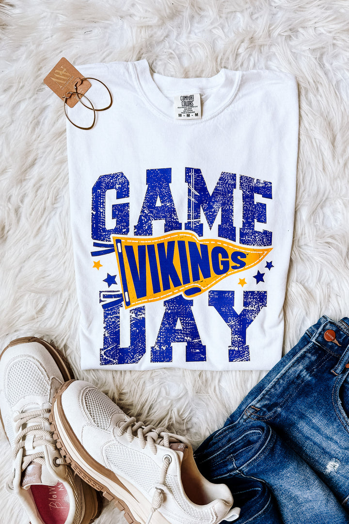 Game Day Vikings Pennant Graphic Tee - White