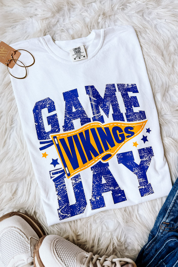 Game Day Vikings Pennant Graphic Tee - White