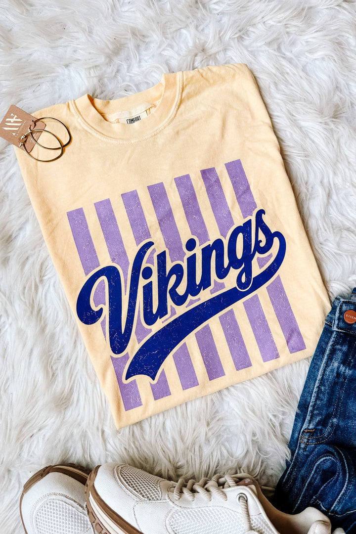 Vikings Retro Stripe Graphic Tee - Butter