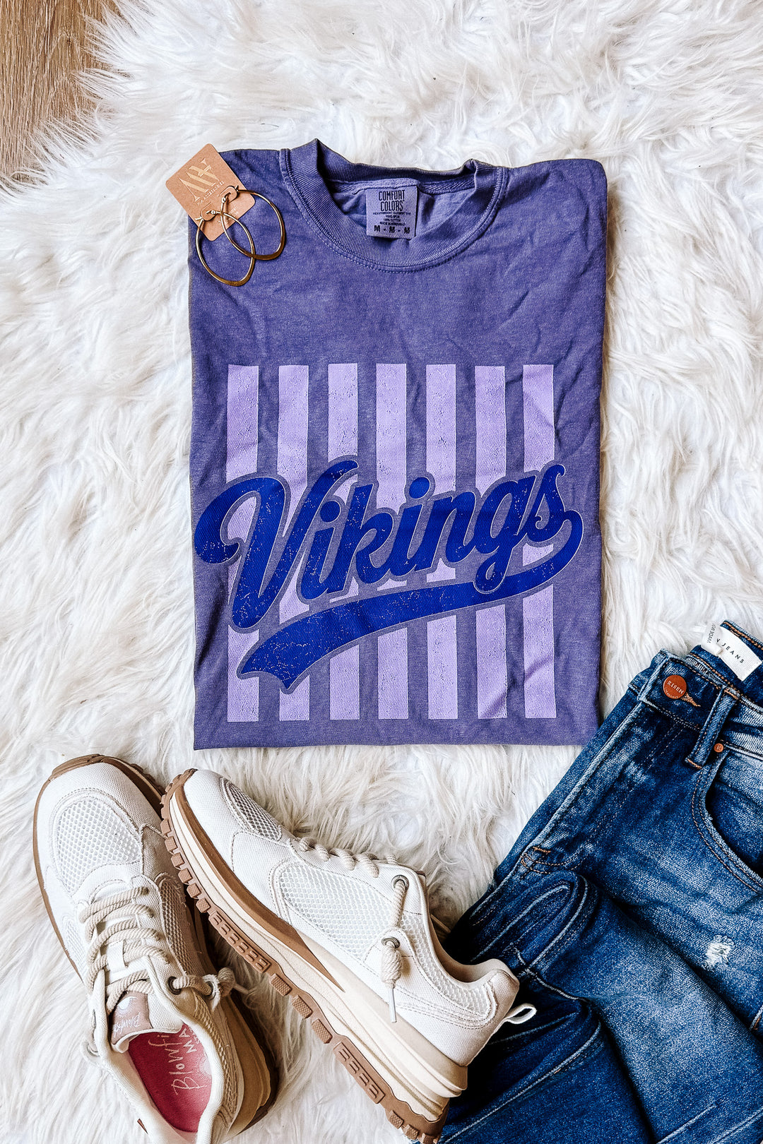 Vikings Retro Stripe Graphic Tee - Grape