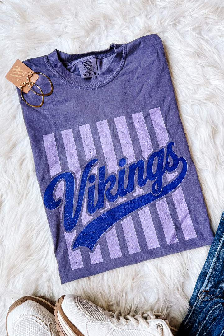 Vikings Retro Stripe Graphic Tee - Grape