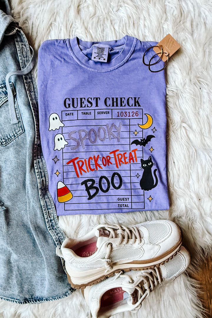 Halloween Guest Check Graphic Tee - Violet