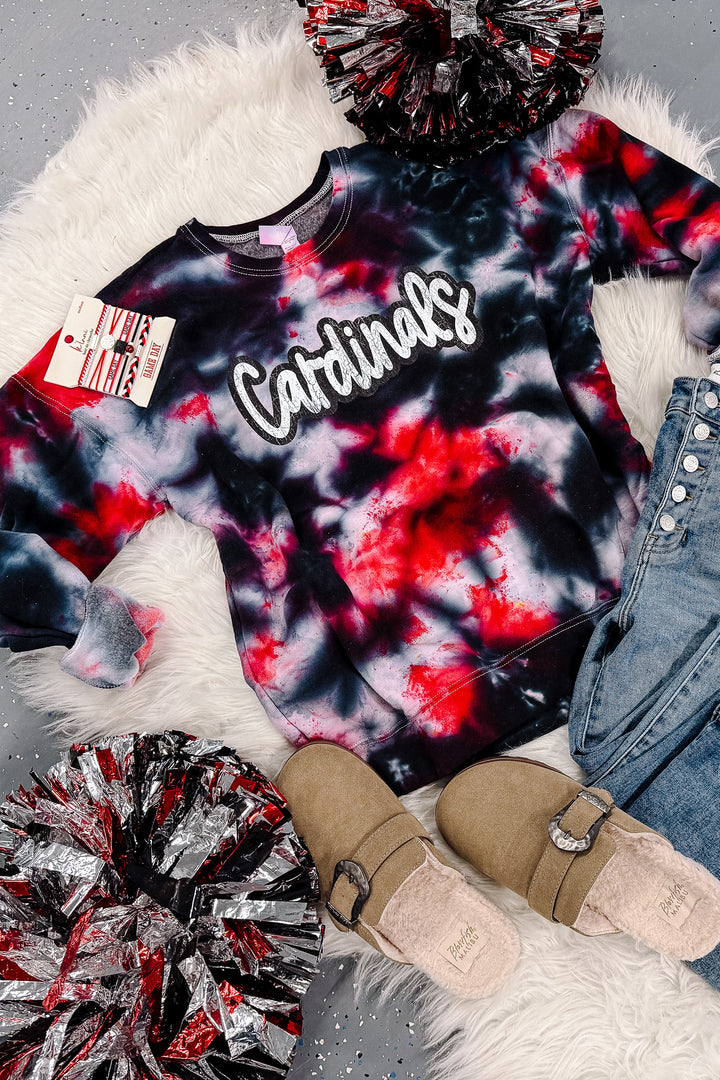 Cardinals Tie-Dye Crewneck Sweatshirt - Black & Red