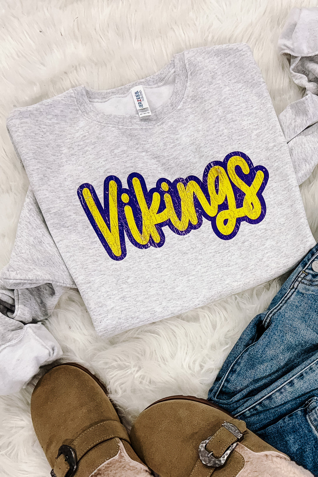 Retro Vikings Crewneck Sweatshirt - Ash Grey
