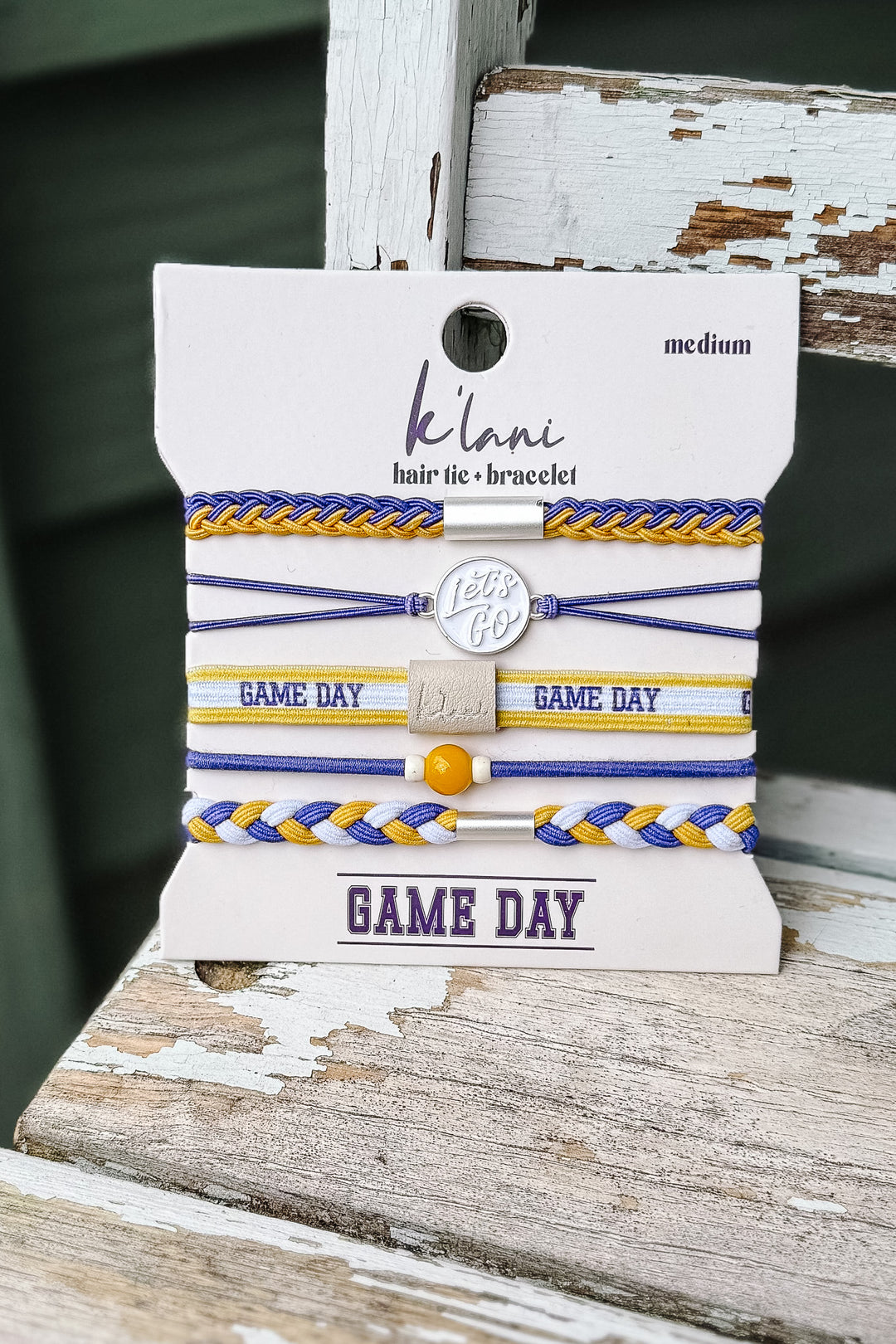 Game Day Hair Tie Bracelet - Purple / Yellow