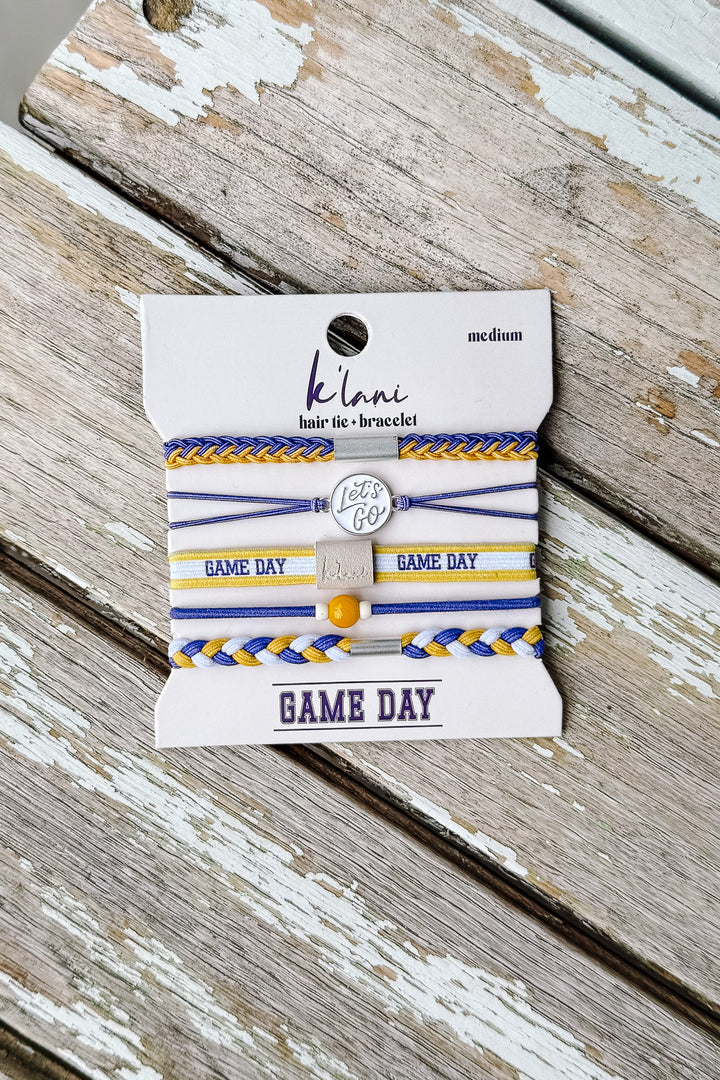 Game Day Hair Tie Bracelet - Purple / Yellow