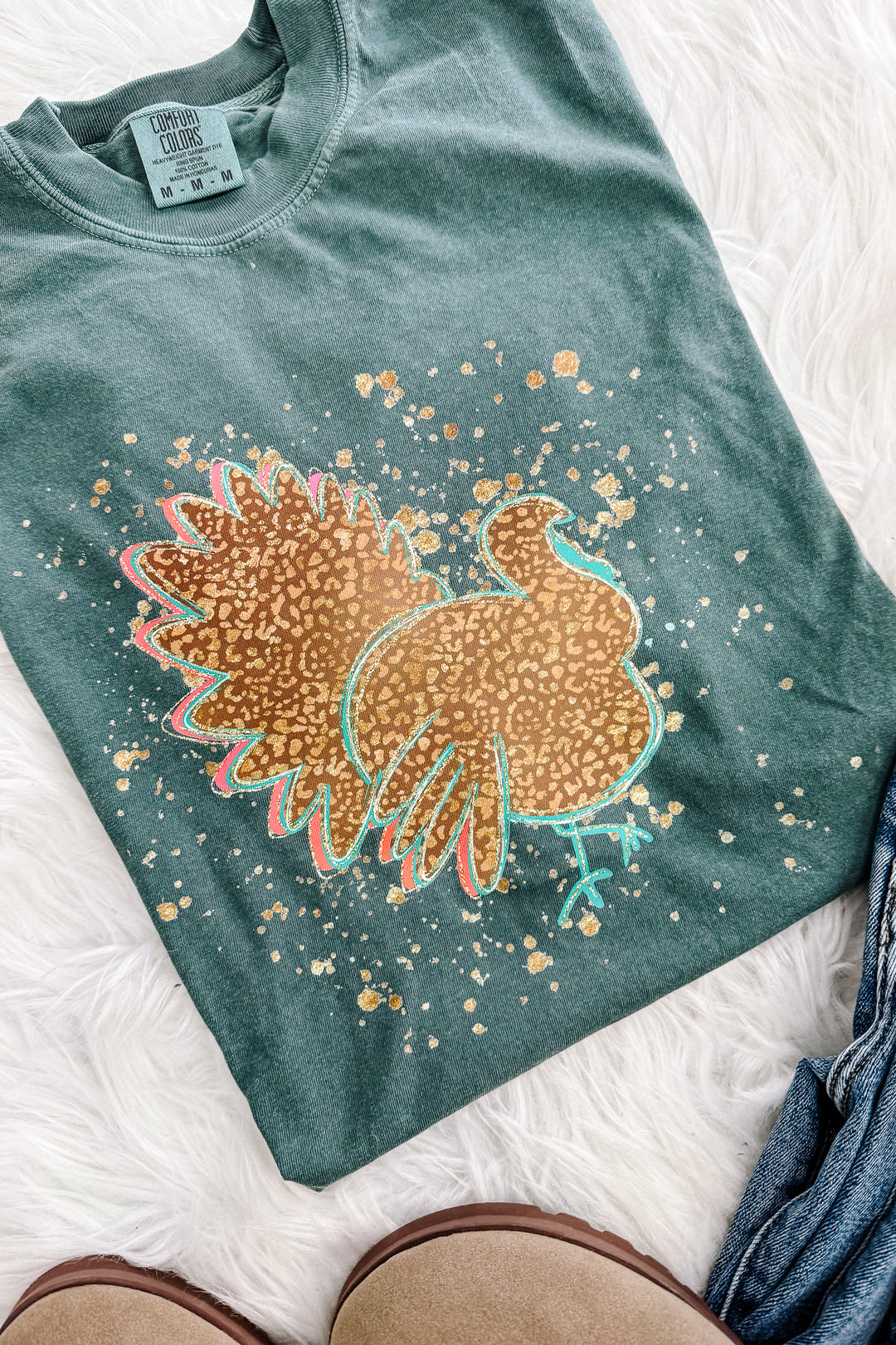 Turkey Vibes Graphic Tee - Blue Spruce