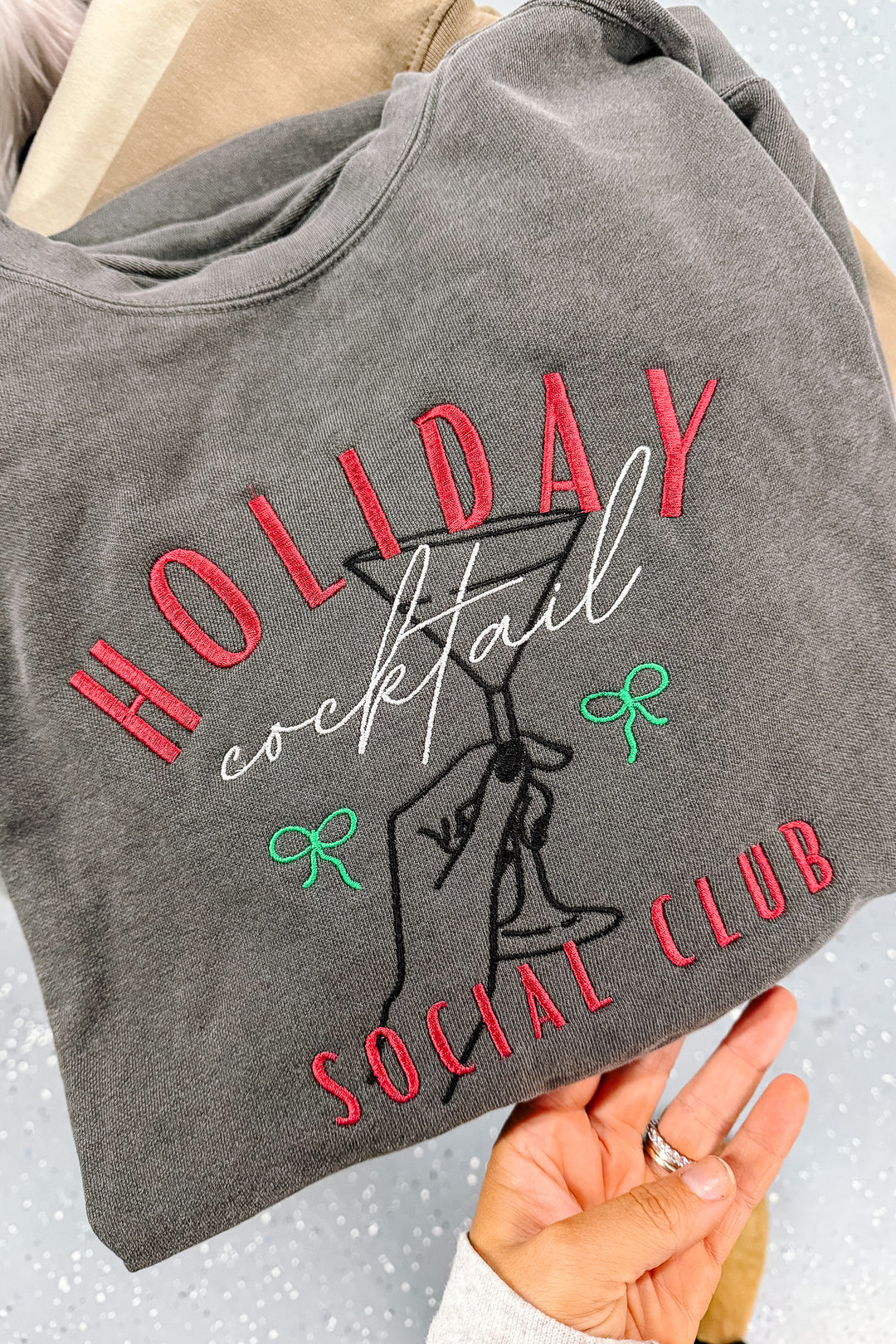 Holiday Social Club Embroidered Crewneck Sweatshirt - Pepper