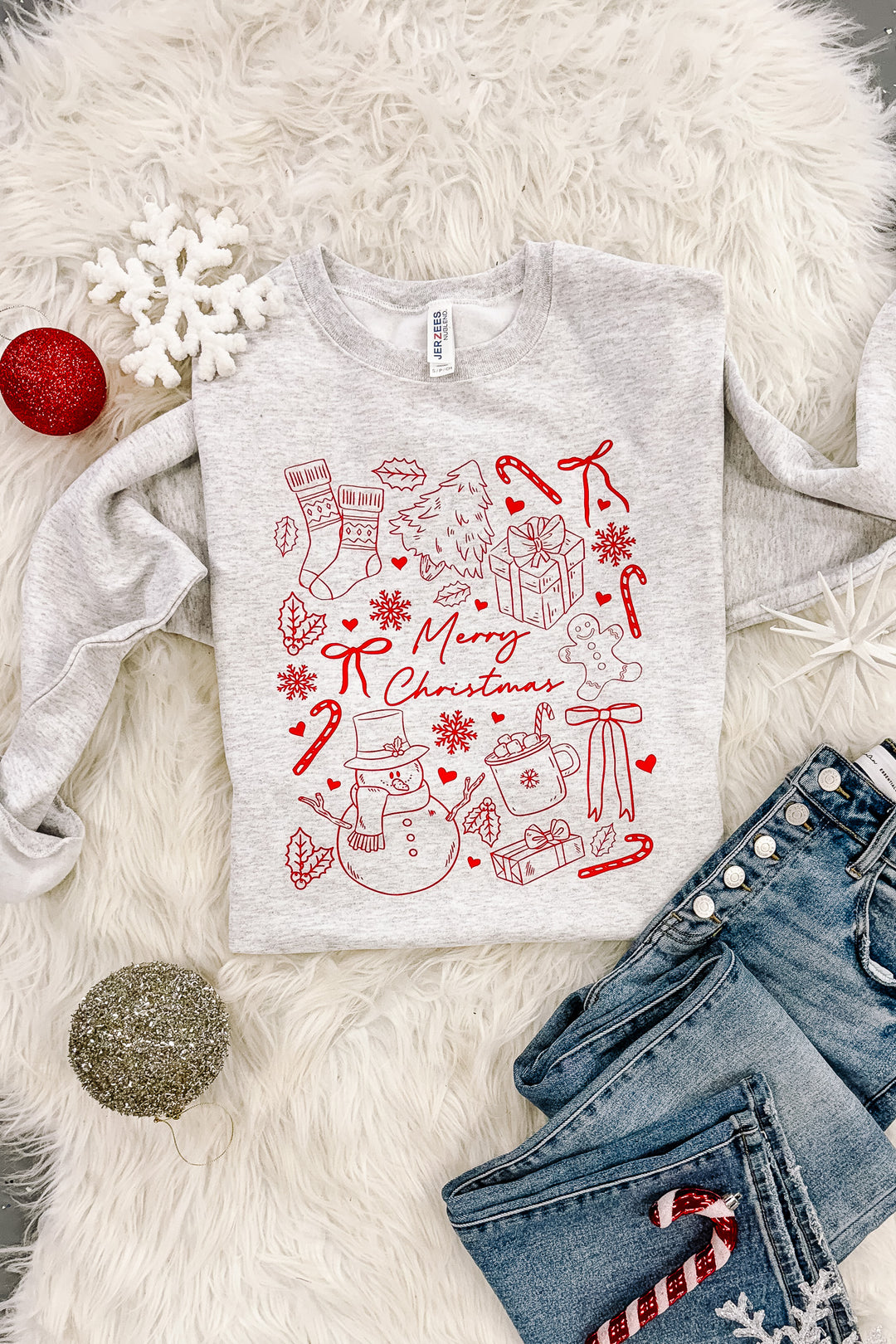 Merry Christmas Doodles Graphic Sweatshirts - Multiple Colors