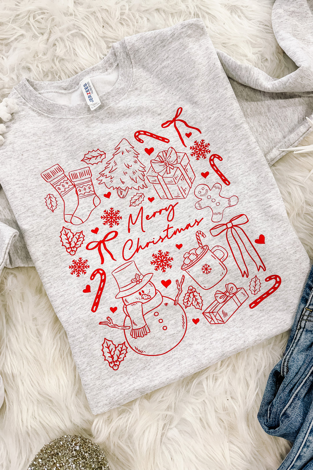 Merry Christmas Doodles Graphic Sweatshirts - Multiple Colors