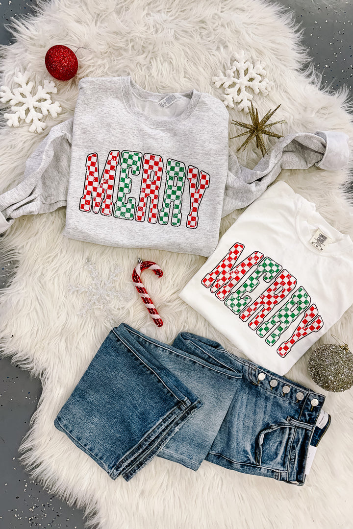 Checkered Red Green Merry Graphics - Multiple Styles