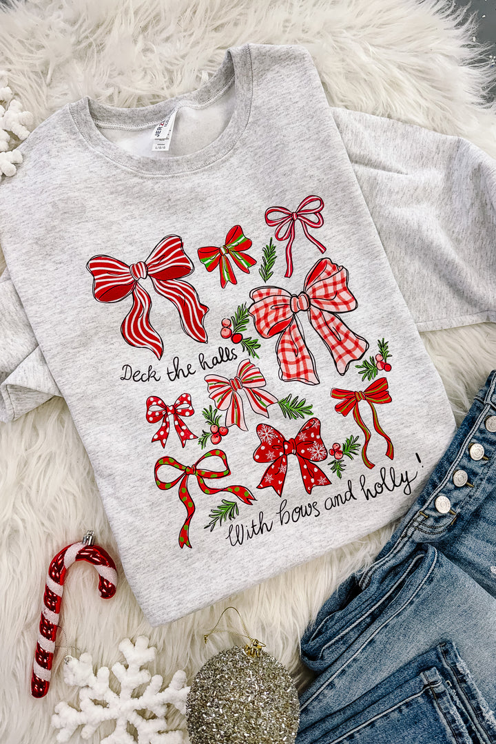 Deck The Halls Graphic Sweatshirt - Ash Grey