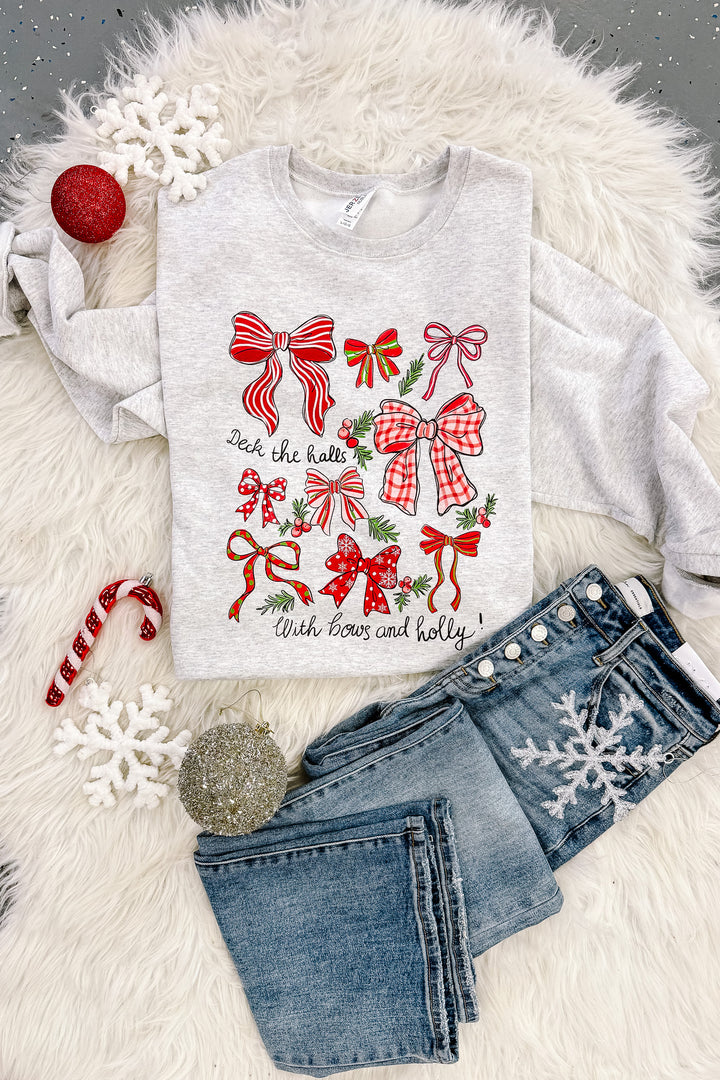 Deck The Halls Graphic Sweatshirt - Ash Grey