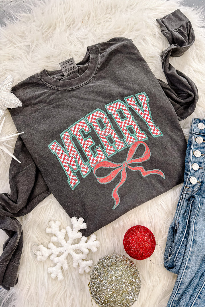 Coquette Merry Bow Graphic Long Sleeve - Pepper