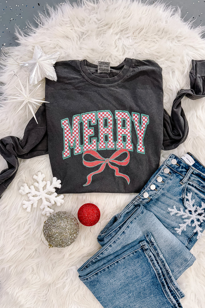 Coquette Merry Bow Graphic Long Sleeve - Pepper