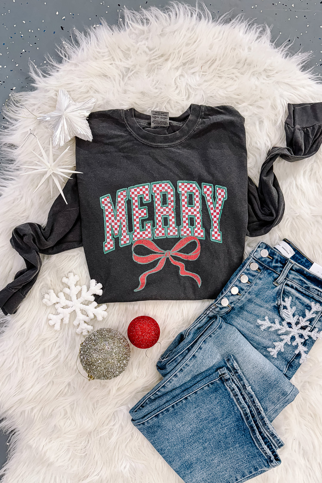 Coquette Merry Bow Graphic Long Sleeve - Pepper