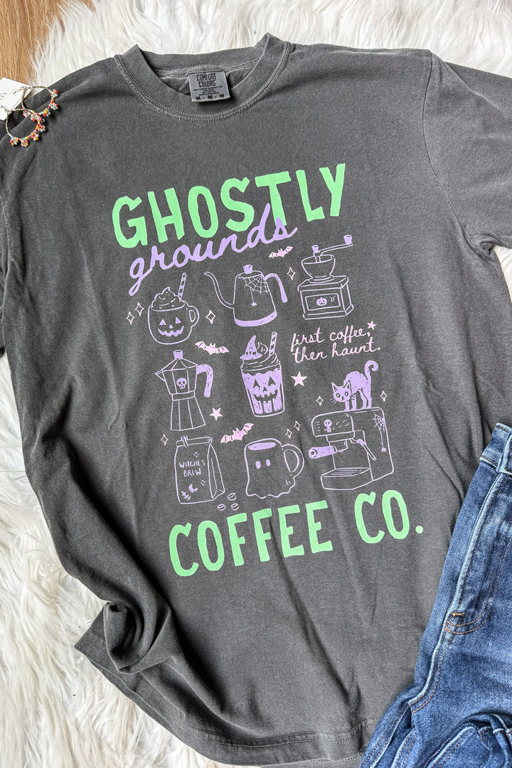 Ghostly Grounds Graphic Tee - Pepper