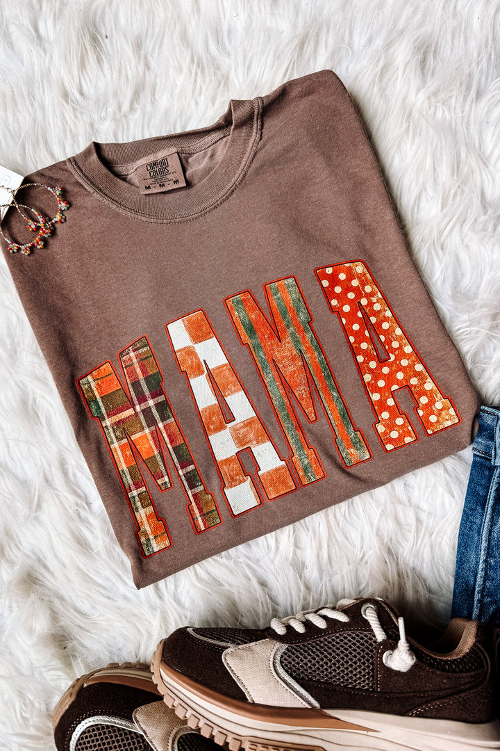 Fall Pattern MAMA Graphic Tee - Espresso