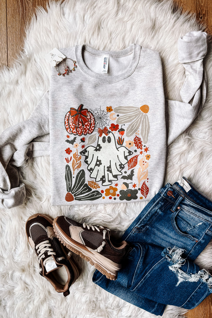 Floral Frights Graphic Sweatshirt - Oatmeal Heather