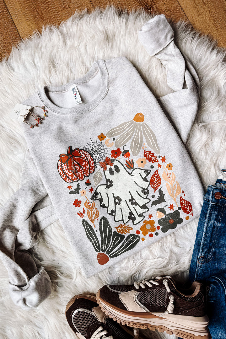 Floral Frights Graphic Sweatshirt - Oatmeal Heather