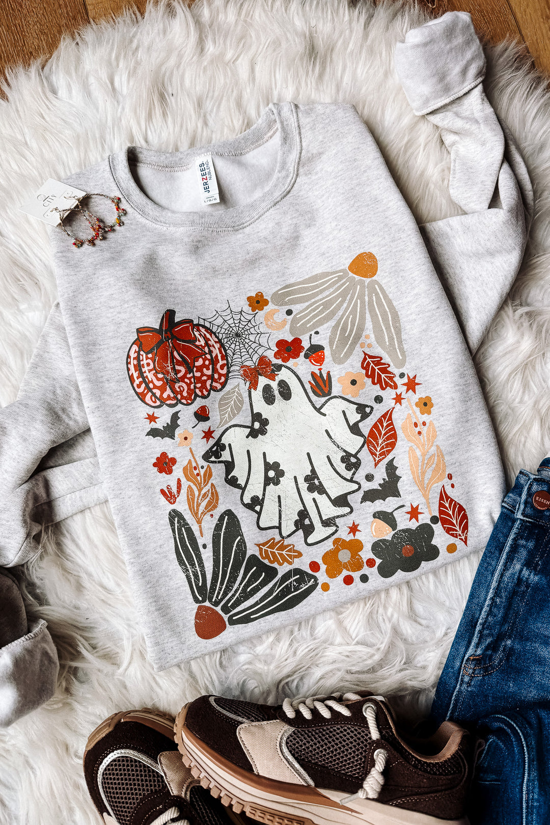 Floral Frights Graphic Sweatshirt - Oatmeal Heather