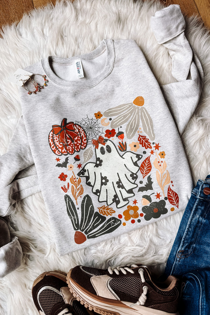 Floral Frights Graphic Sweatshirt - Oatmeal Heather