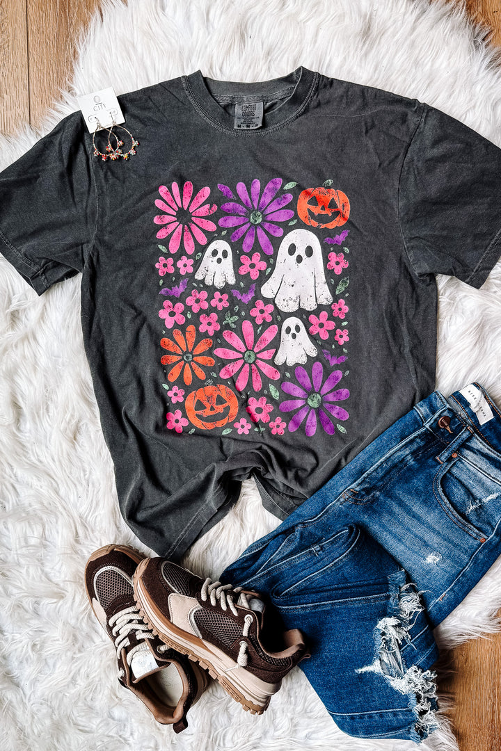 Vintage Floral Ghosted Graphic Tee - Pepper